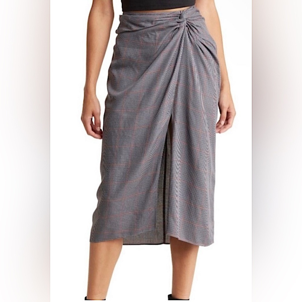 NWT - Rag and Bone Amber Plaid Midi Skirt Grey  | Size 4 | GREY & BLACK